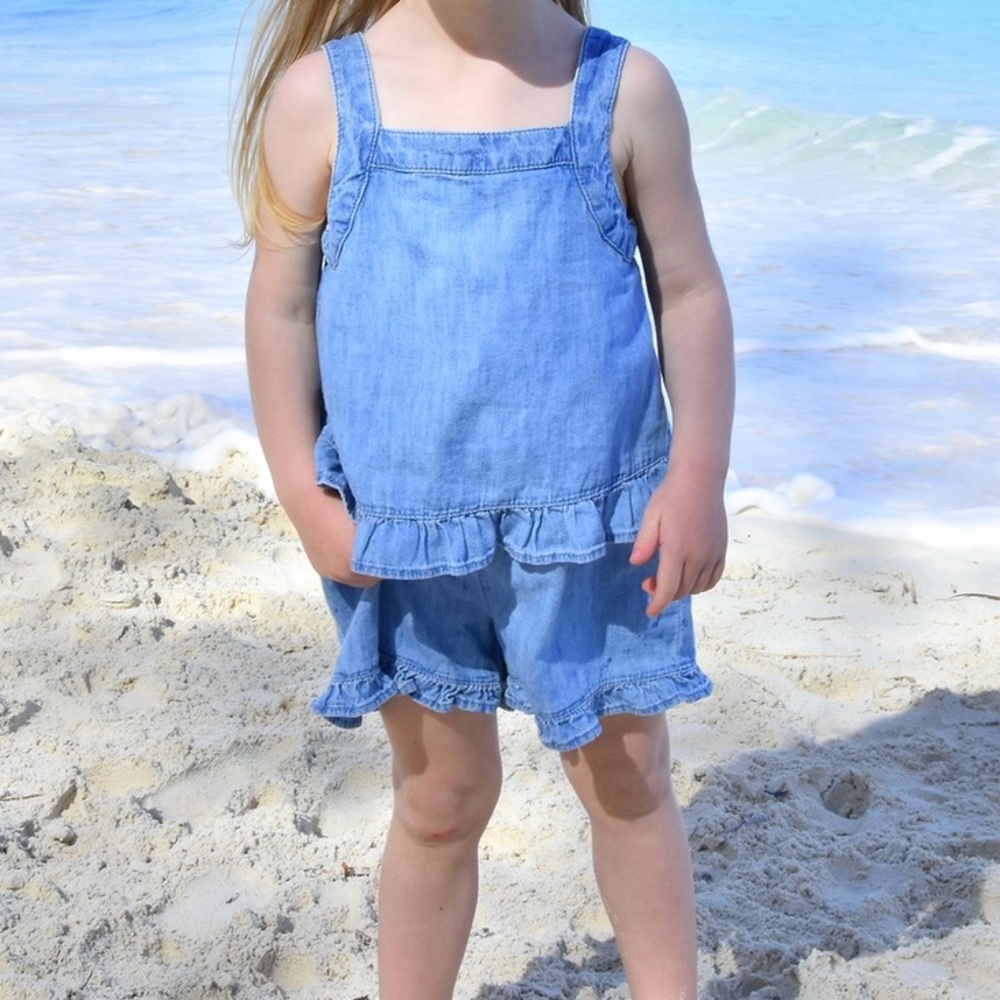 Gap | 3t Jean chambray open back romper